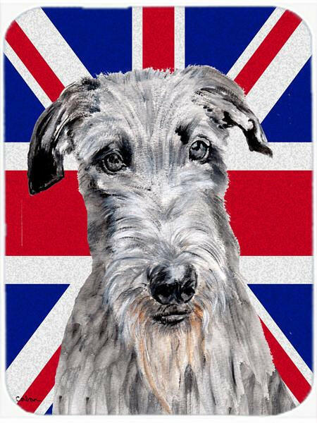 Scottish Deerhound with English Union Jack British Flag Glass Cutting Board Large Size SC9881LCB by Caroline's Treasures