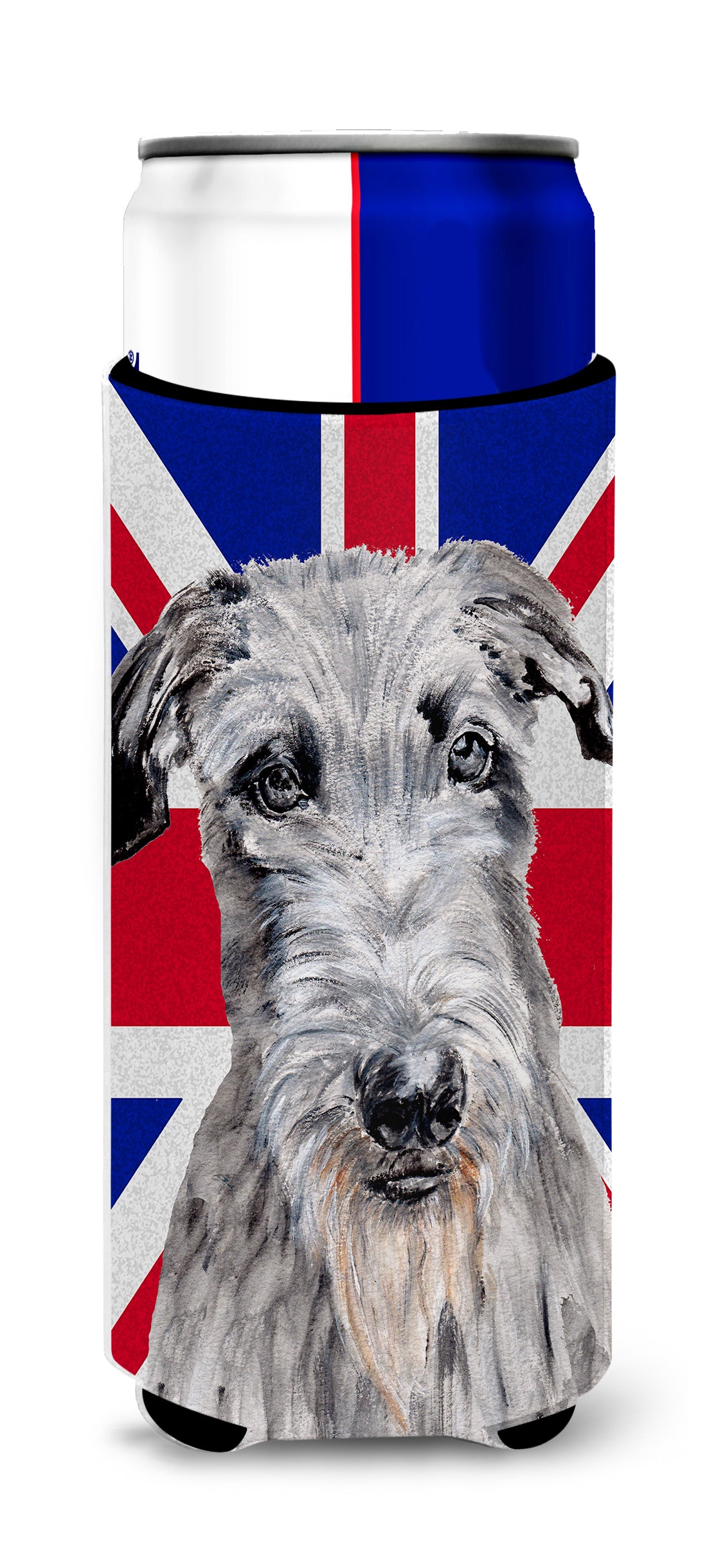 Scottish Deerhound with English Union Jack British Flag Ultra Beverage Insulators for slim cans SC9881MUK.