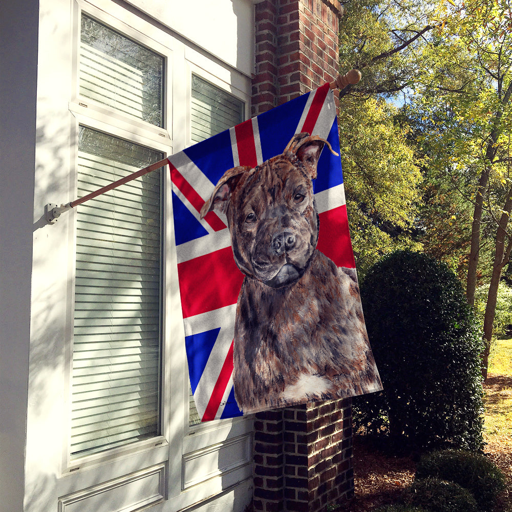 Staffordshire Bull Terrier Staffie with English Union Jack British Flag Flag Canvas House Size SC9882CHF  the-store.com.