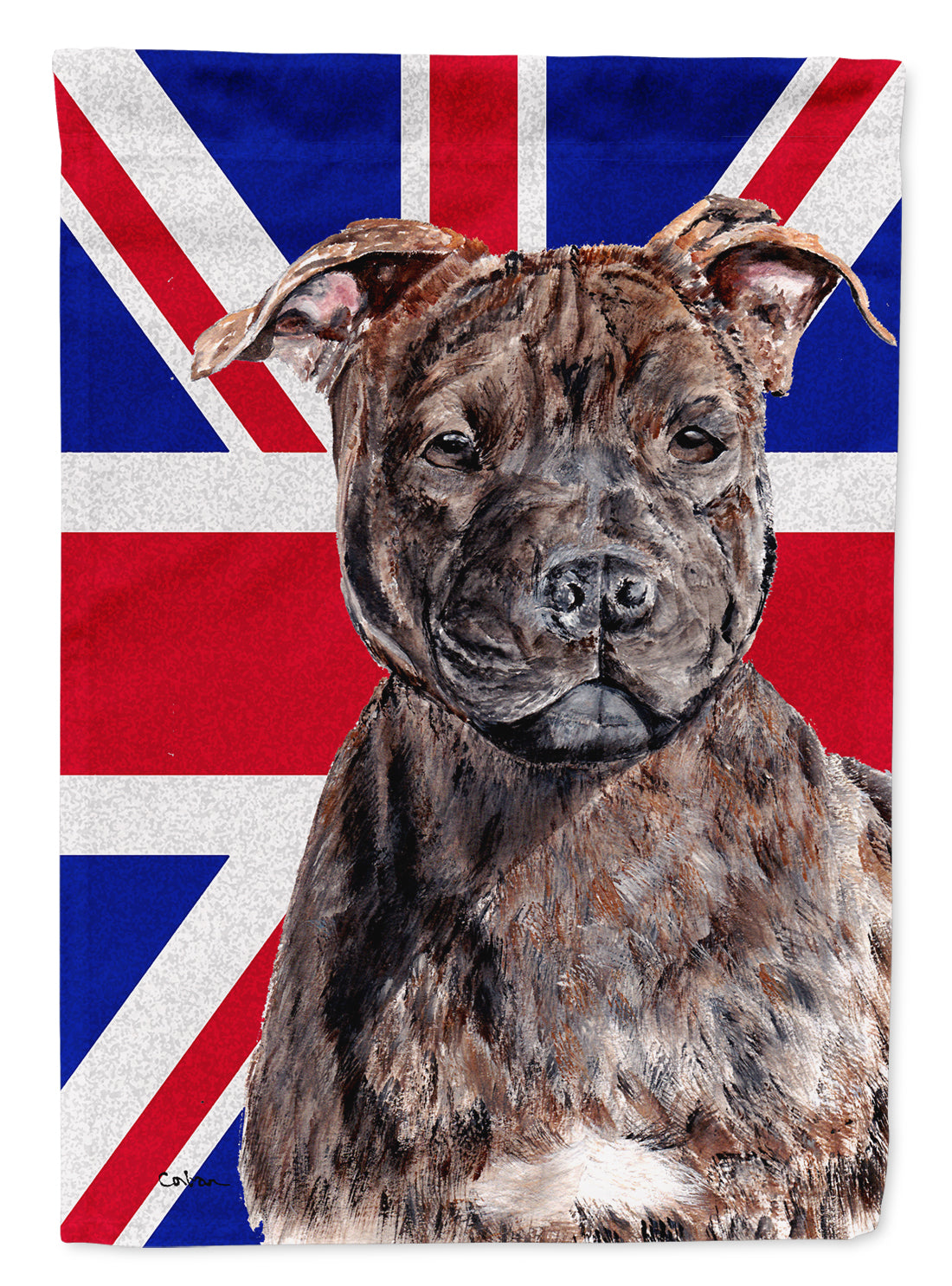 Staffordshire Bull Terrier Staffie with English Union Jack British Flag Flag Garden Size SC9882GF  the-store.com.