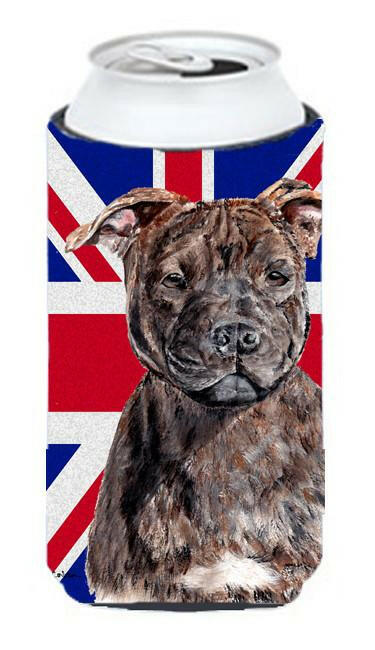 Staffordshire Bull Terrier Staffie with English Union Jack British Flag Tall Boy Beverage Insulator Hugger SC9882TBC by Caroline's Treasures