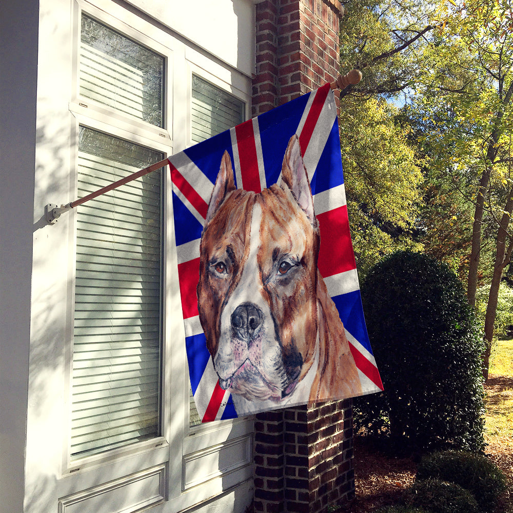 Staffordshire Bull Terrier Staffie with English Union Jack British Flag Flag Canvas House Size SC9883CHF  the-store.com.