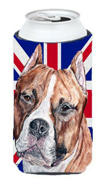 Staffordshire Bull Terrier Staffie with English Union Jack British Flag Tall Boy Beverage Insulator Hugger SC9883TBC by Caroline&#39;s Treasures