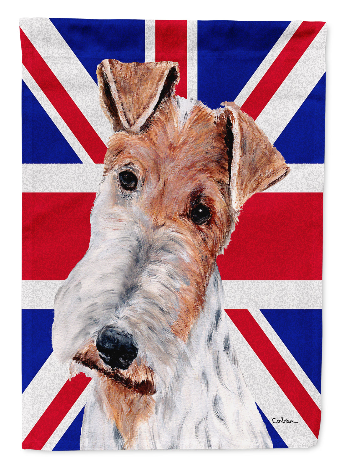 Wire Fox Terrier with English Union Jack British Flag Flag Canvas House Size SC9887CHF  the-store.com.