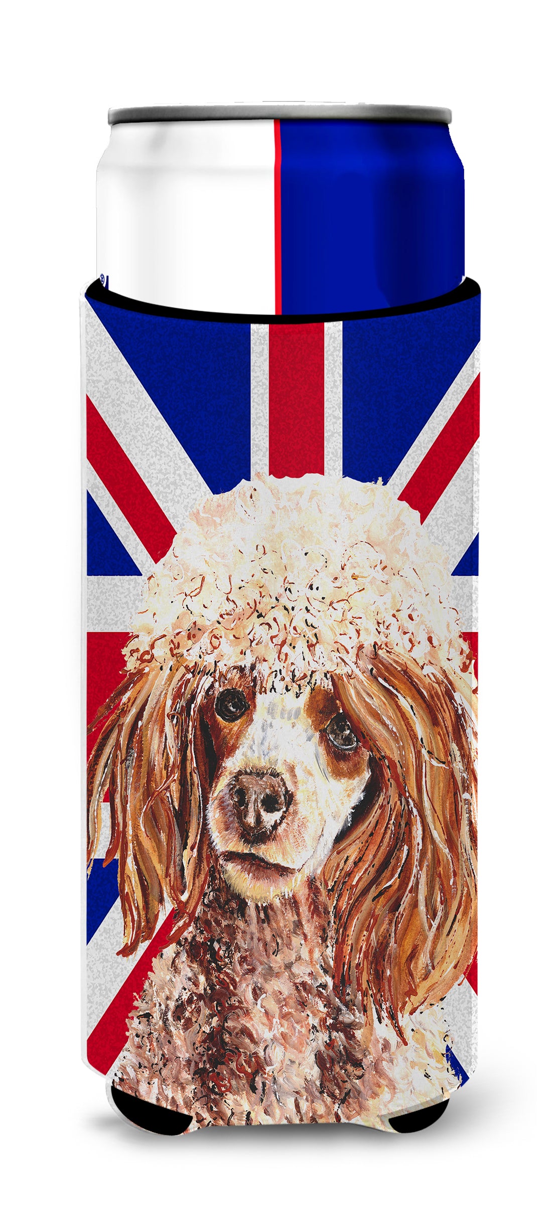 Red Miniature Poodle with English Union Jack British Flag Ultra Beverage Insulators for slim cans SC9888MUK.