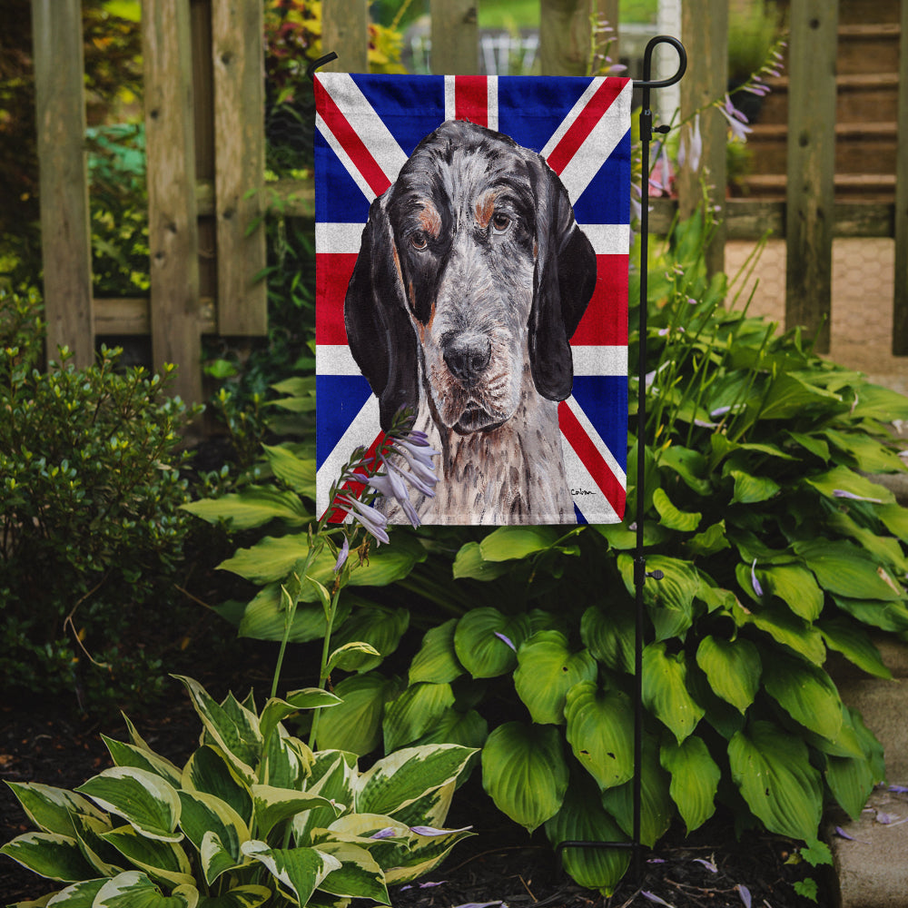 Blue Tick Coonhound with English Union Jack British Flag Flag Garden Size  the-store.com.