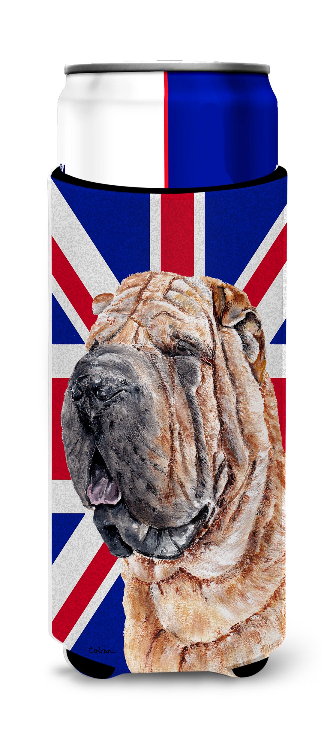 Shar Pei with English Union Jack British Flag Ultra Beverage Insulators for slim cans SC9892MUK.