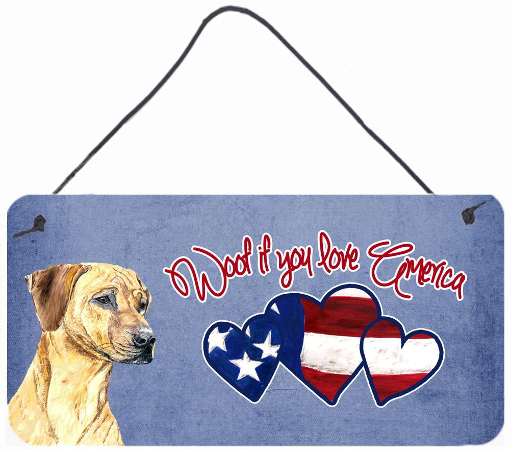 Woof if you love America Rhodesian Ridgeback Wall or Door Hanging Prints by Caroline's Treasures