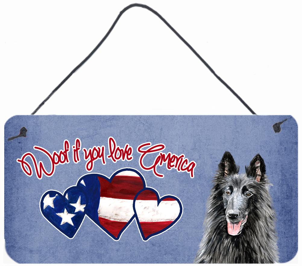 Woof if you love America Belgian Sheepdog Wall or Door Hanging Prints by Caroline's Treasures