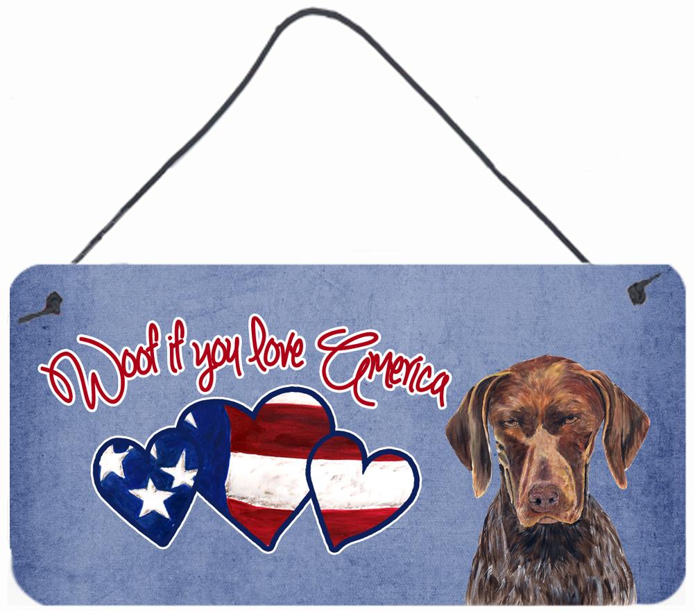 Woof if you love America German Shorthaired Pointer Wall or Door Hanging Prints by Caroline's Treasures