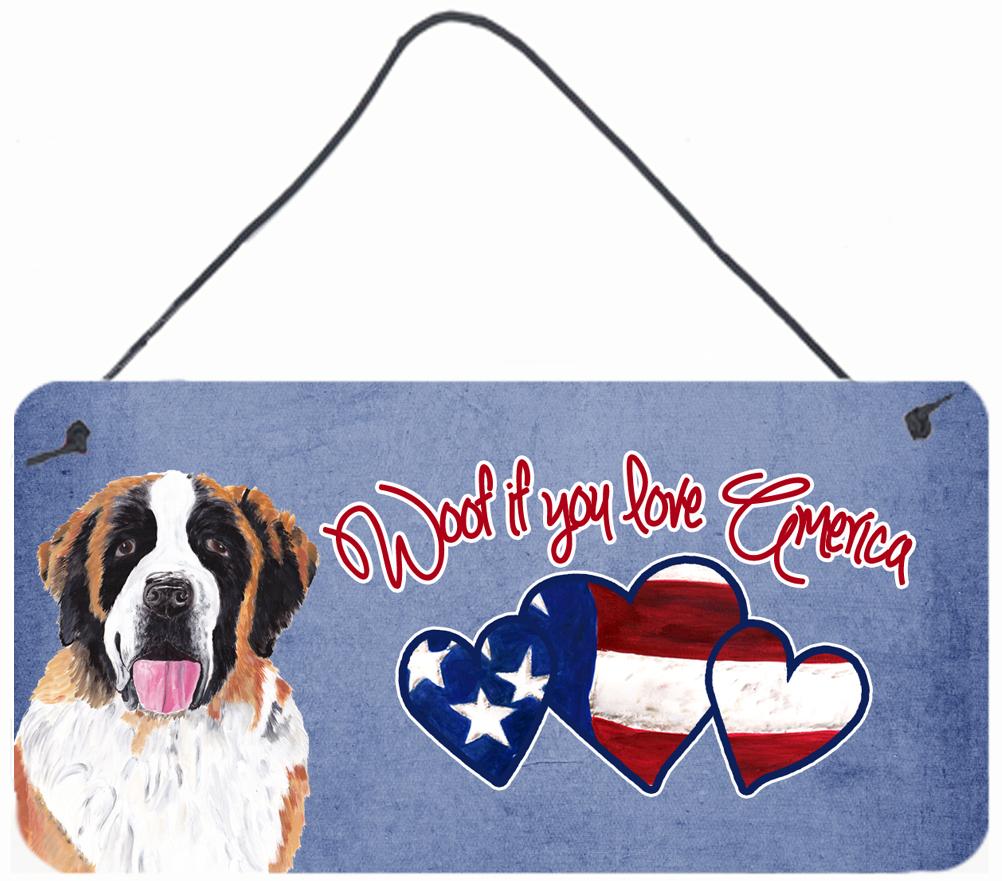 Woof if you love America Saint Bernard Wall or Door Hanging Prints SC9947DS612 by Caroline's Treasures