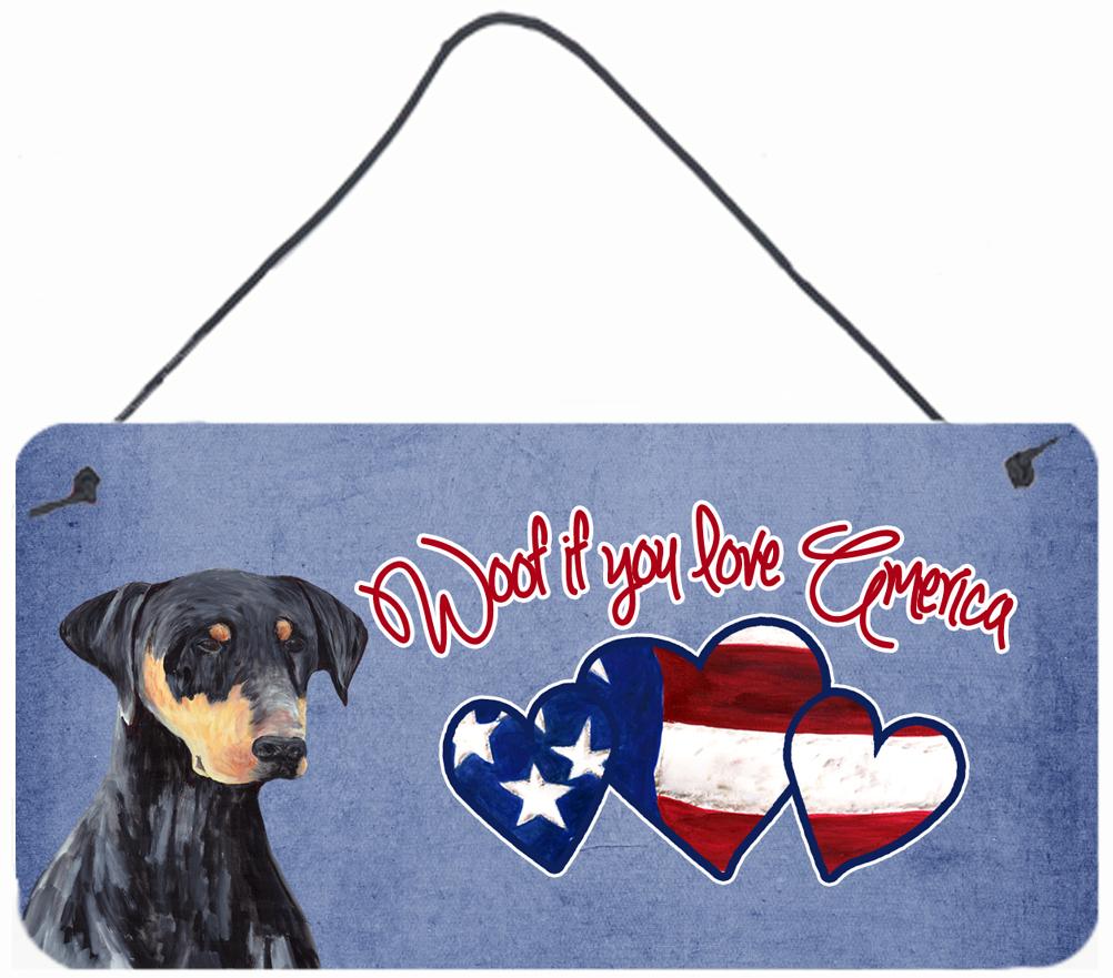 Woof if you love America Doberman Wall or Door Hanging Prints SC9952DS612 by Caroline&#39;s Treasures