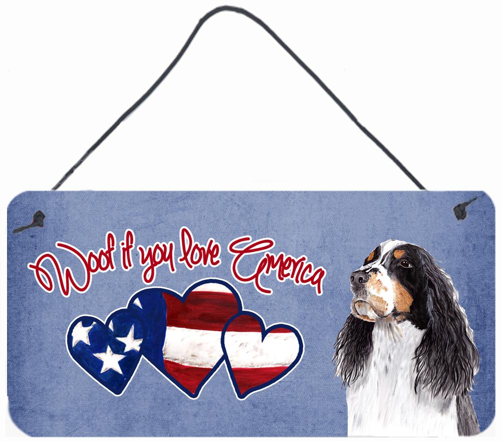 Woof if you love America Springer Spaniel Wall or Door Hanging Prints by Caroline&#39;s Treasures