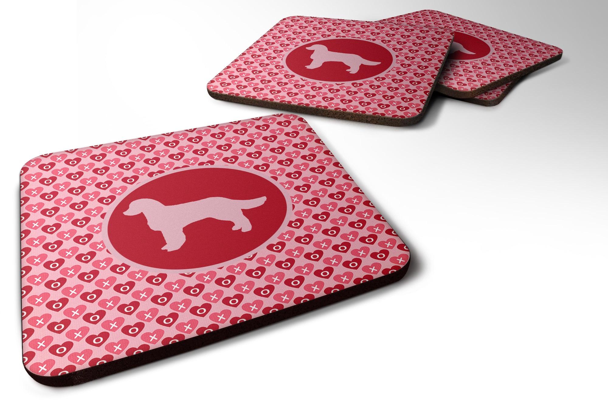 Set of 4 American Water Spaniel Valentine Hearts Foam Coasters - the-store.com