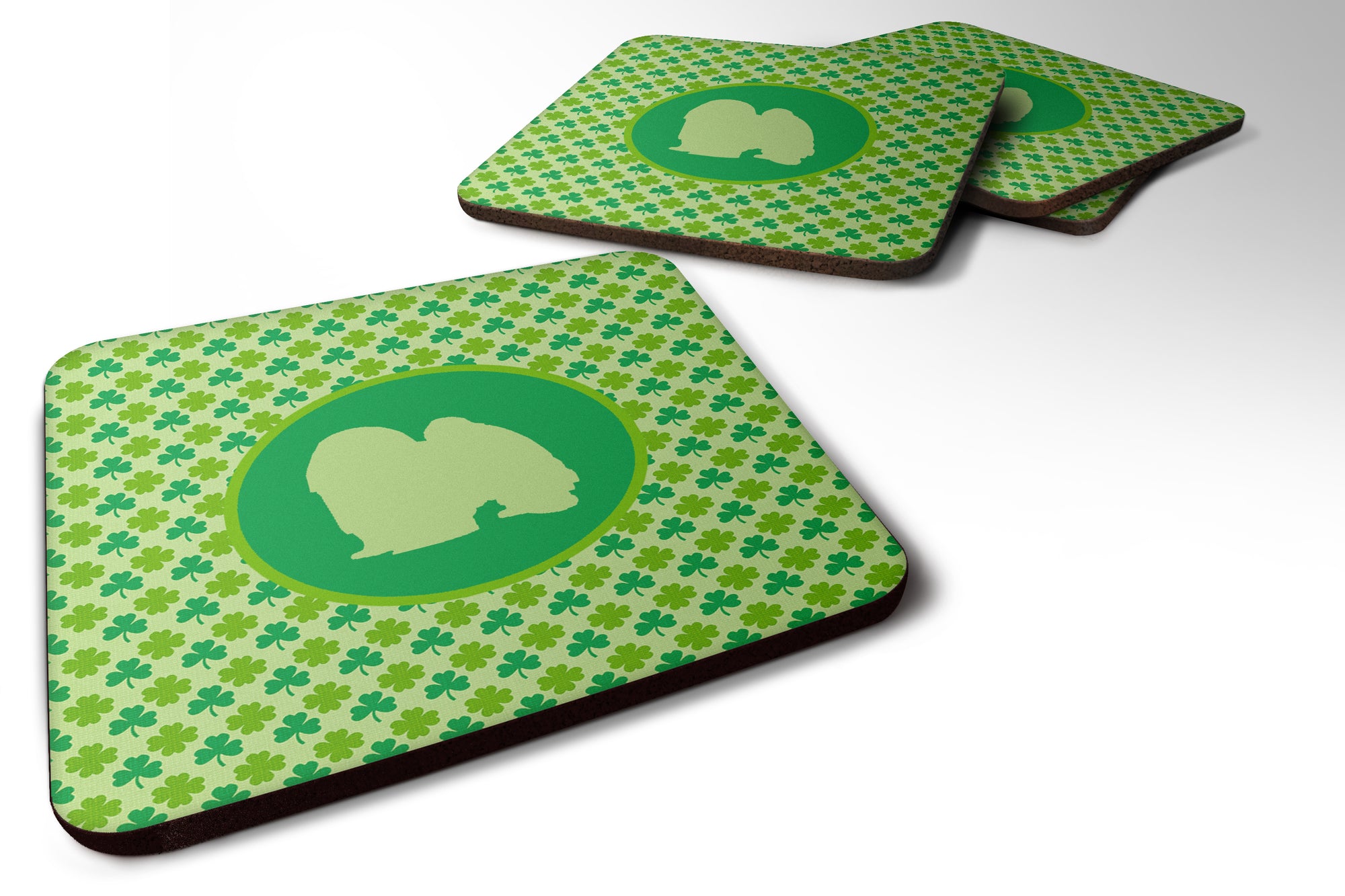 Set of 4 Japanese Chin Lucky Shamrock Foam Coasters - the-store.com