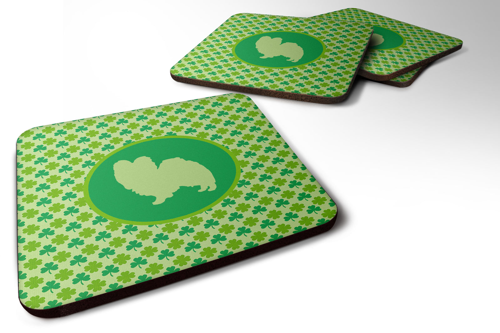 Set of 4 Papillon Lucky Shamrock Foam Coasters - the-store.com