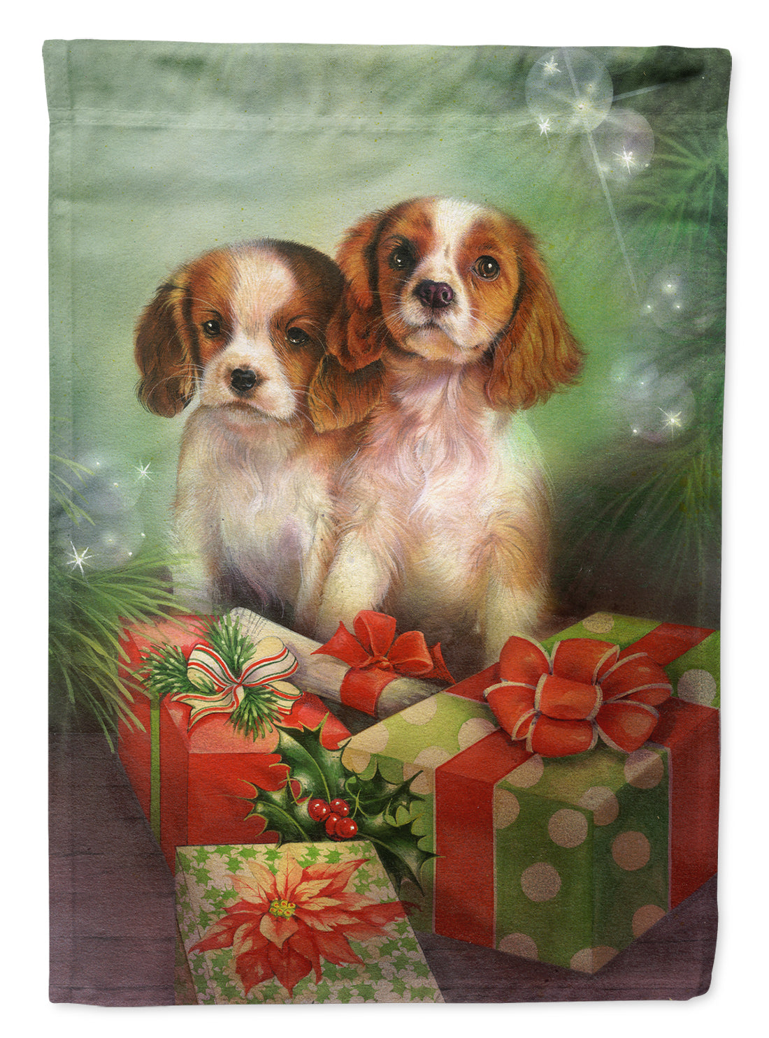 Cavalier Spaniels and Christmas Presents Flag Garden Size SDSQ0303GF.