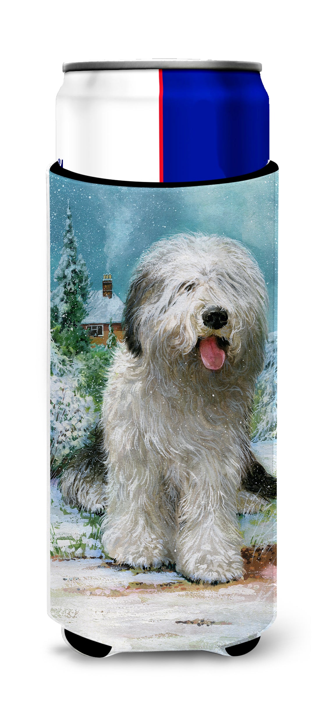 Old English Sheepdog by Don Squires Ultra Beverage Insulators for slim cans SDSQ0304MUK  the-store.com.