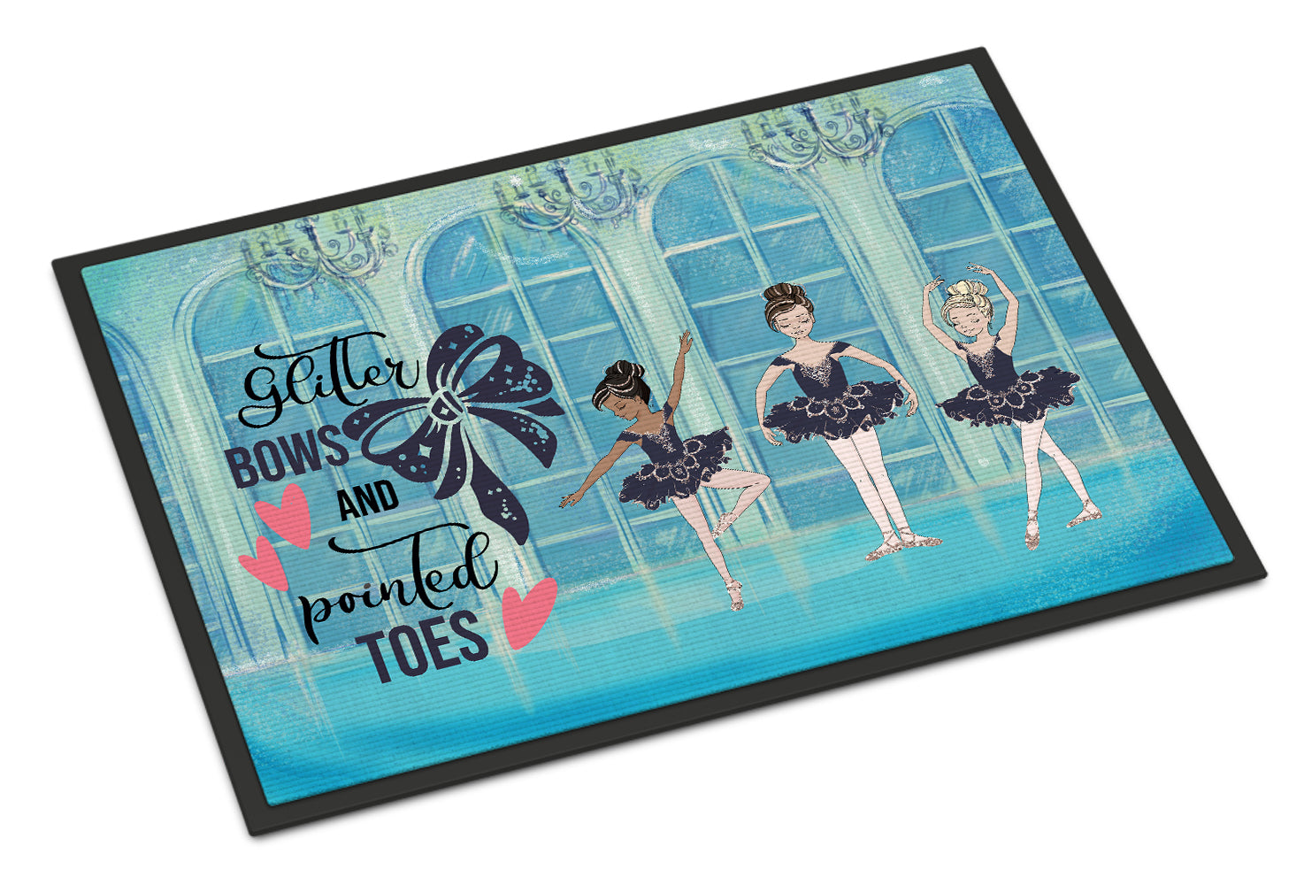 Glitter Bows and Pointed Toes Dance Indoor or Outdoor Mat 18x27 - the-store.com