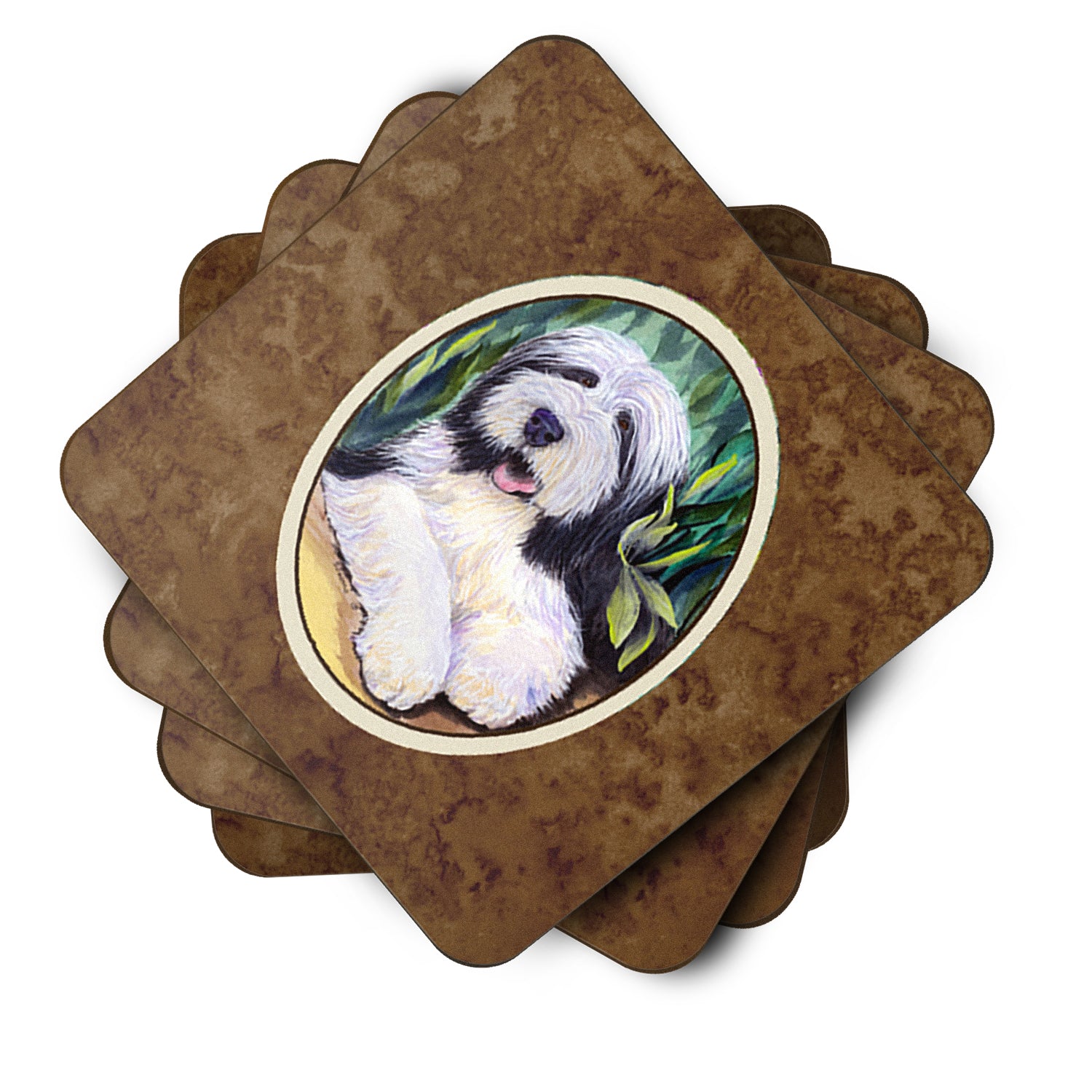 Set of 4 Bearded Collie Foam Coasters - the-store.com