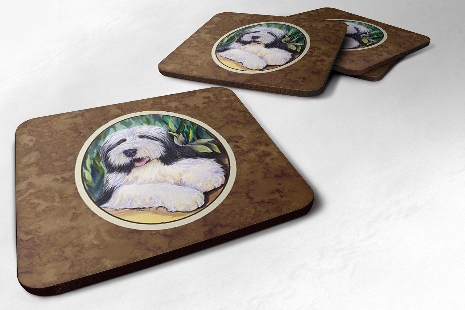 Set of 4 Bearded Collie Foam Coasters - the-store.com