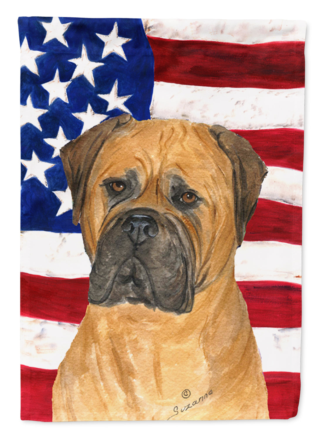 USA American Flag with Bullmastiff Flag Garden Size.