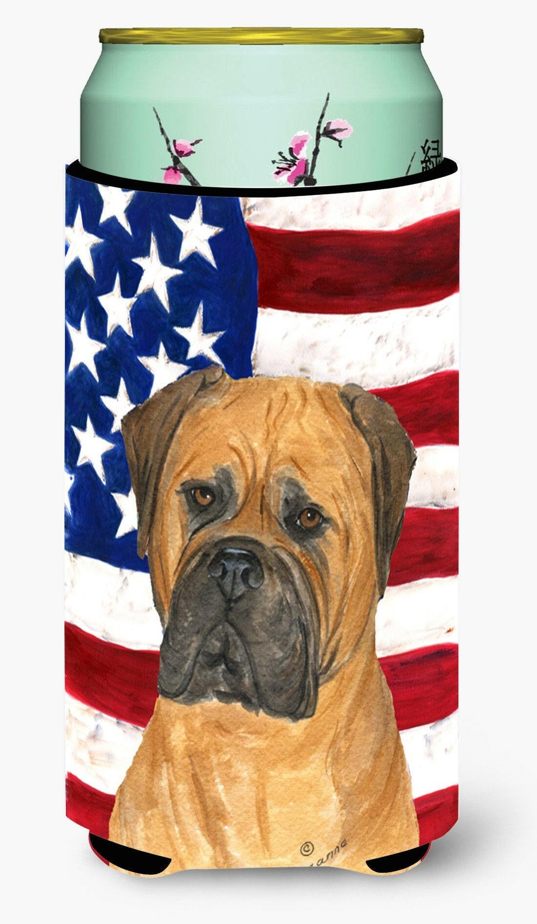 USA American Flag with Bullmastiff  Tall Boy Beverage Insulator Beverage Insulator Hugger by Caroline&#39;s Treasures