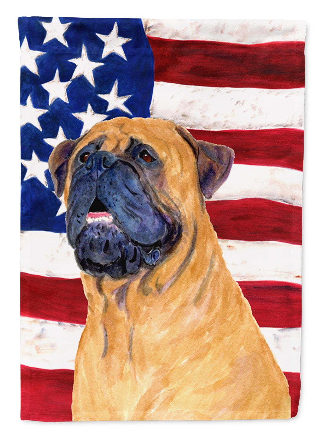 USA American Flag with Bullmastiff Flag Canvas House Size  the-store.com.