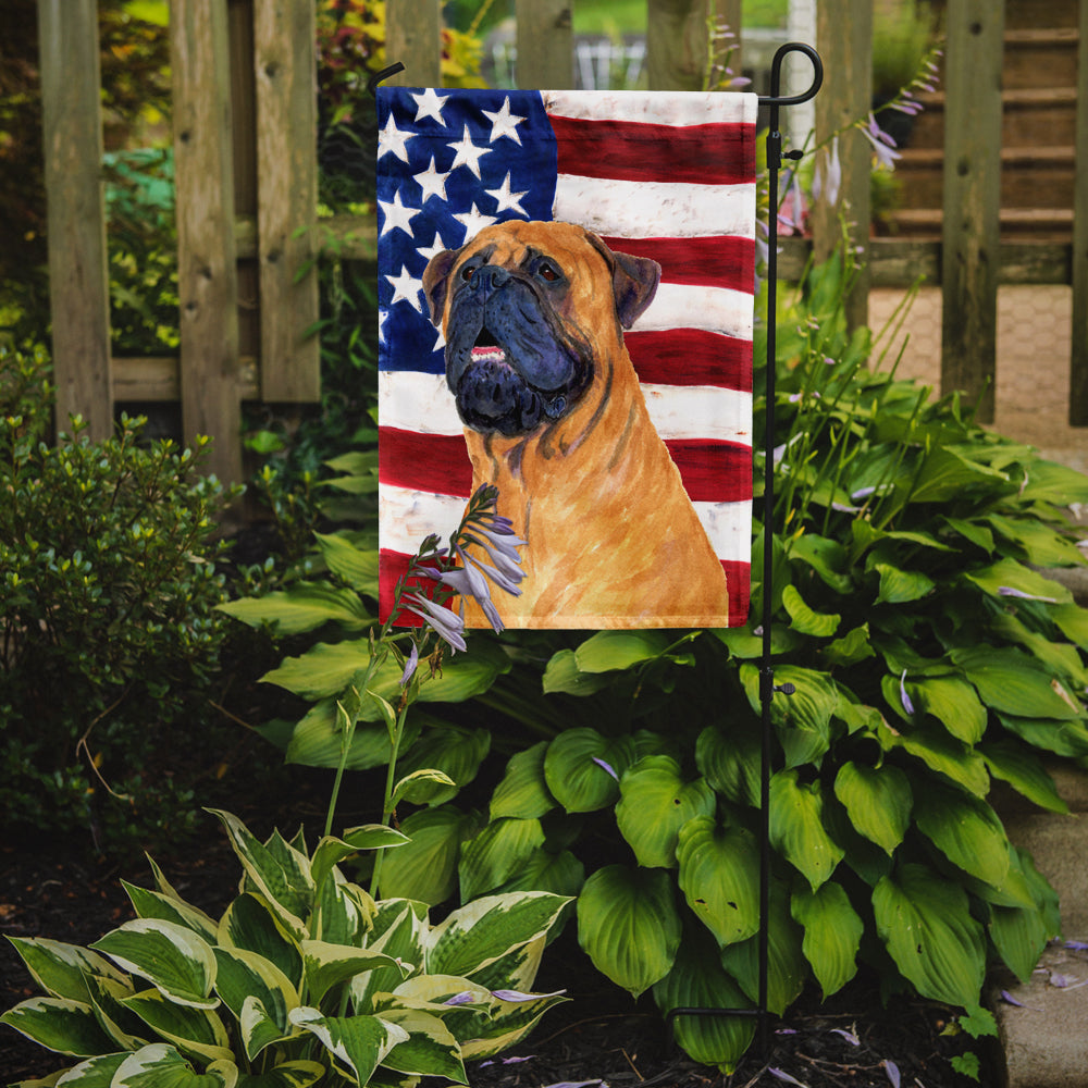 USA American Flag with Bullmastiff Flag Garden Size.