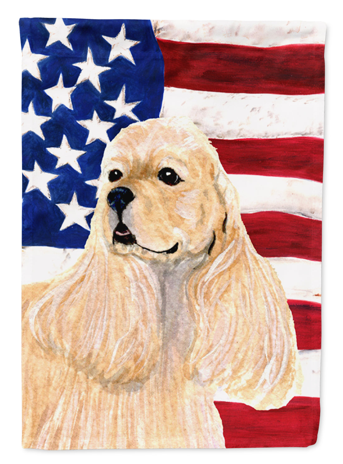 USA American Flag with Cocker Spaniel Flag Canvas House Size  the-store.com.