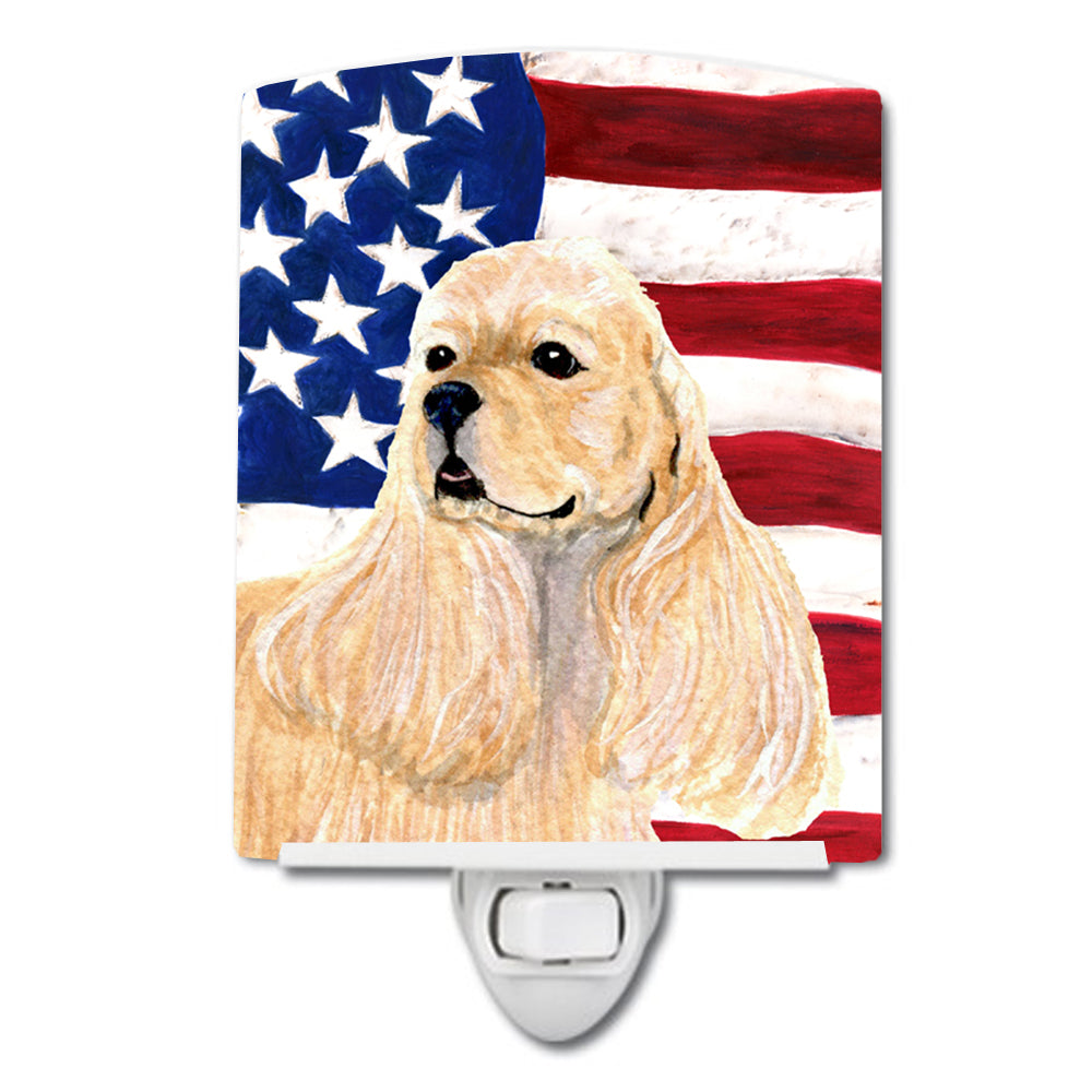 USA American Flag with Cocker Spaniel Ceramic Night Light SS4006CNL - the-store.com