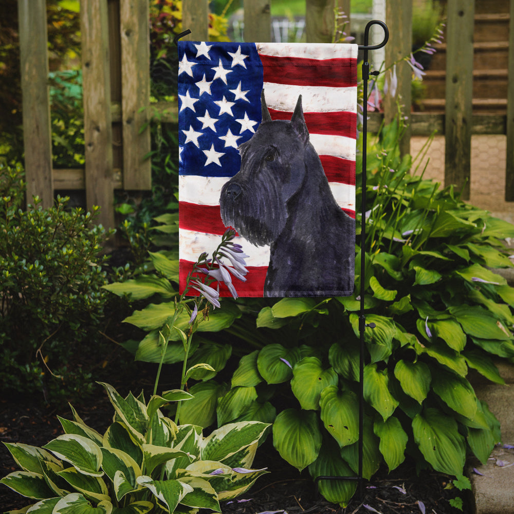 USA American Flag with Schnauzer Flag Garden Size.