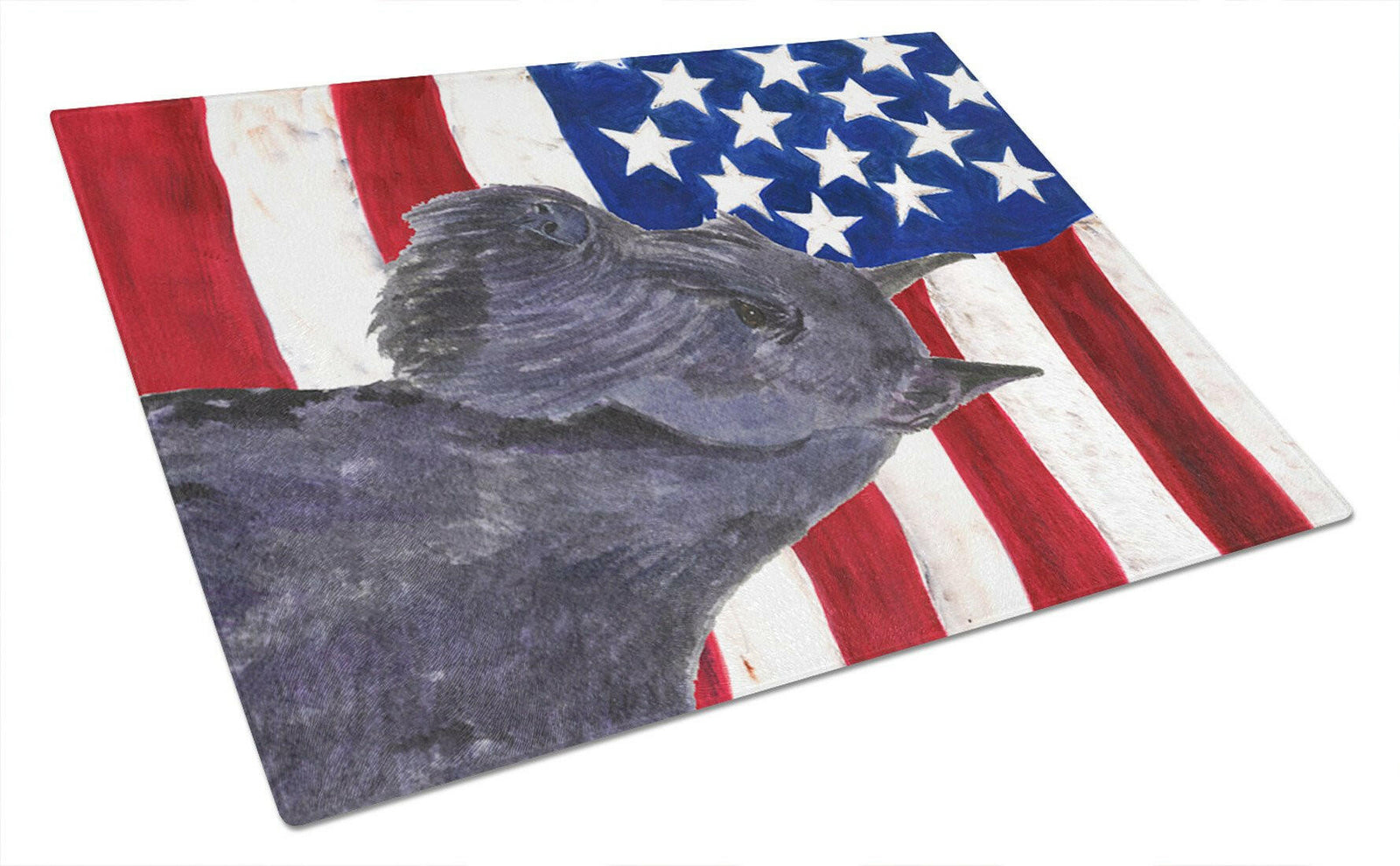 USA American Flag with Schnauzer Glass Cutting Board Large by Caroline's Treasures