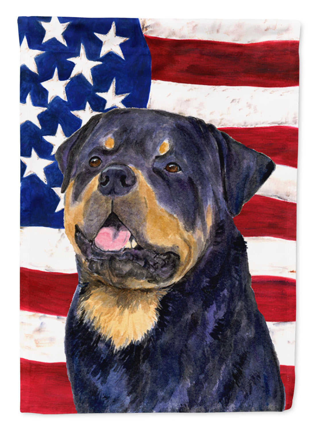 USA American Flag with Rottweiler Flag Garden Size.