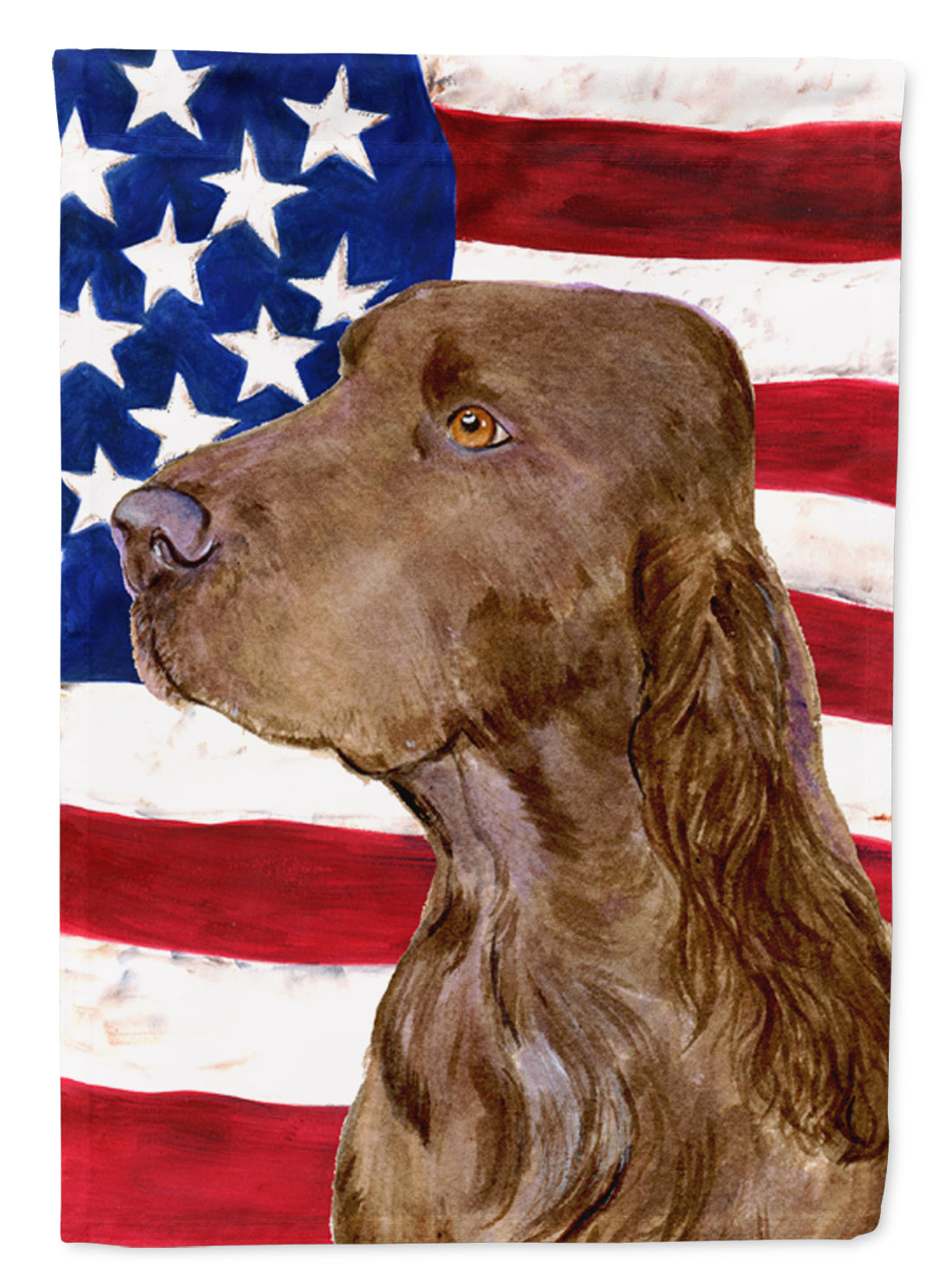 USA American Flag with Field Spaniel Flag Canvas House Size  the-store.com.