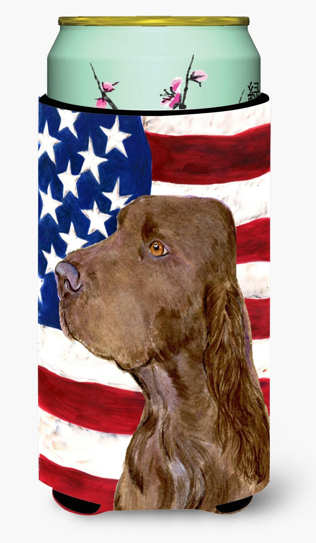 USA American Flag with Field Spaniel  Tall Boy Beverage Insulator Beverage Insulator Hugger by Caroline's Treasures