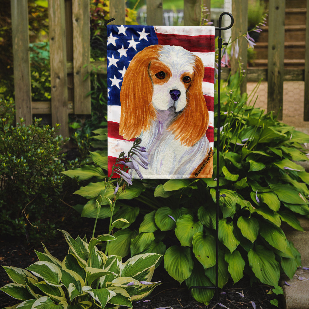 USA American Flag with Cavalier Spaniel Flag Garden Size.