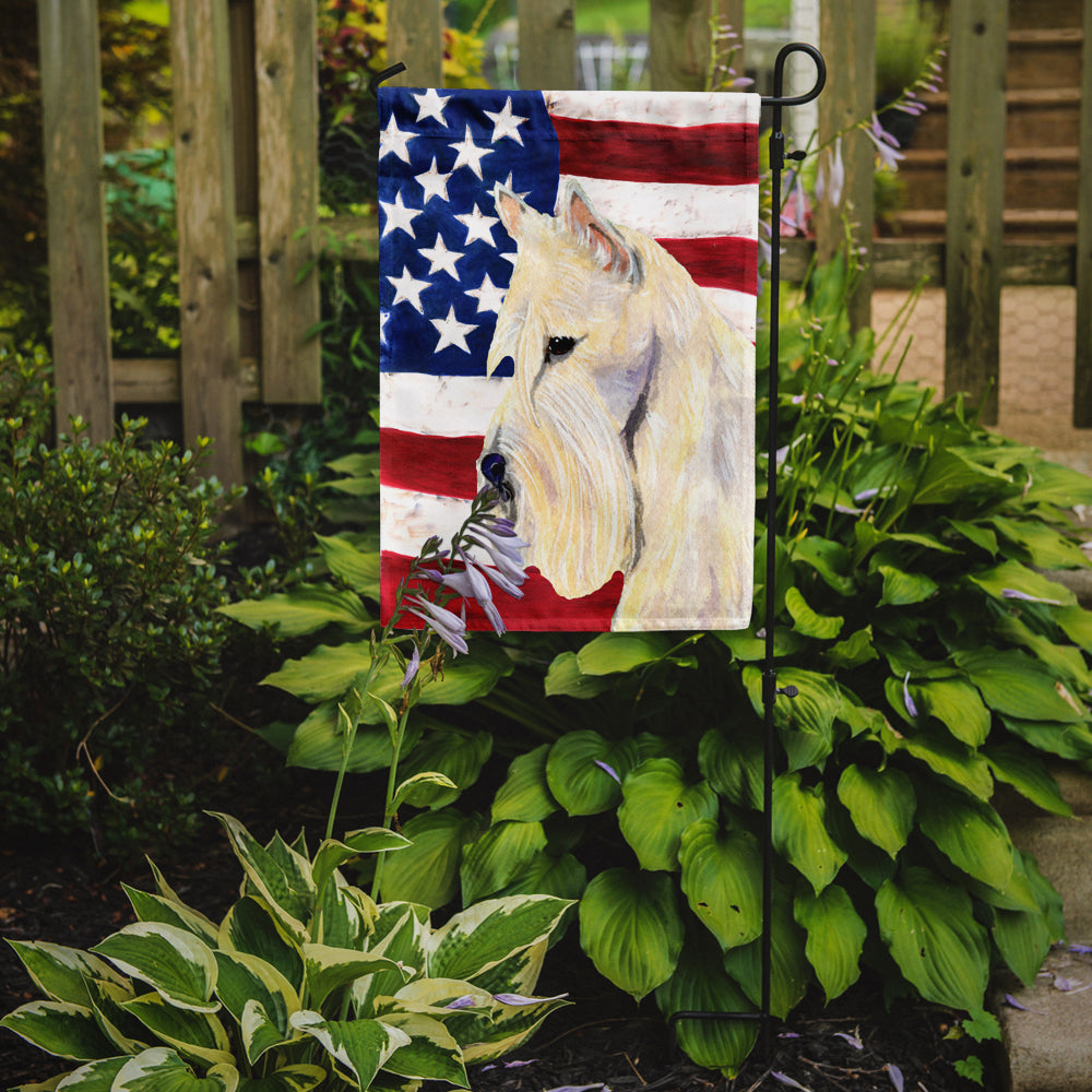 USA American Flag with Scottish Terrier Flag Garden Size.