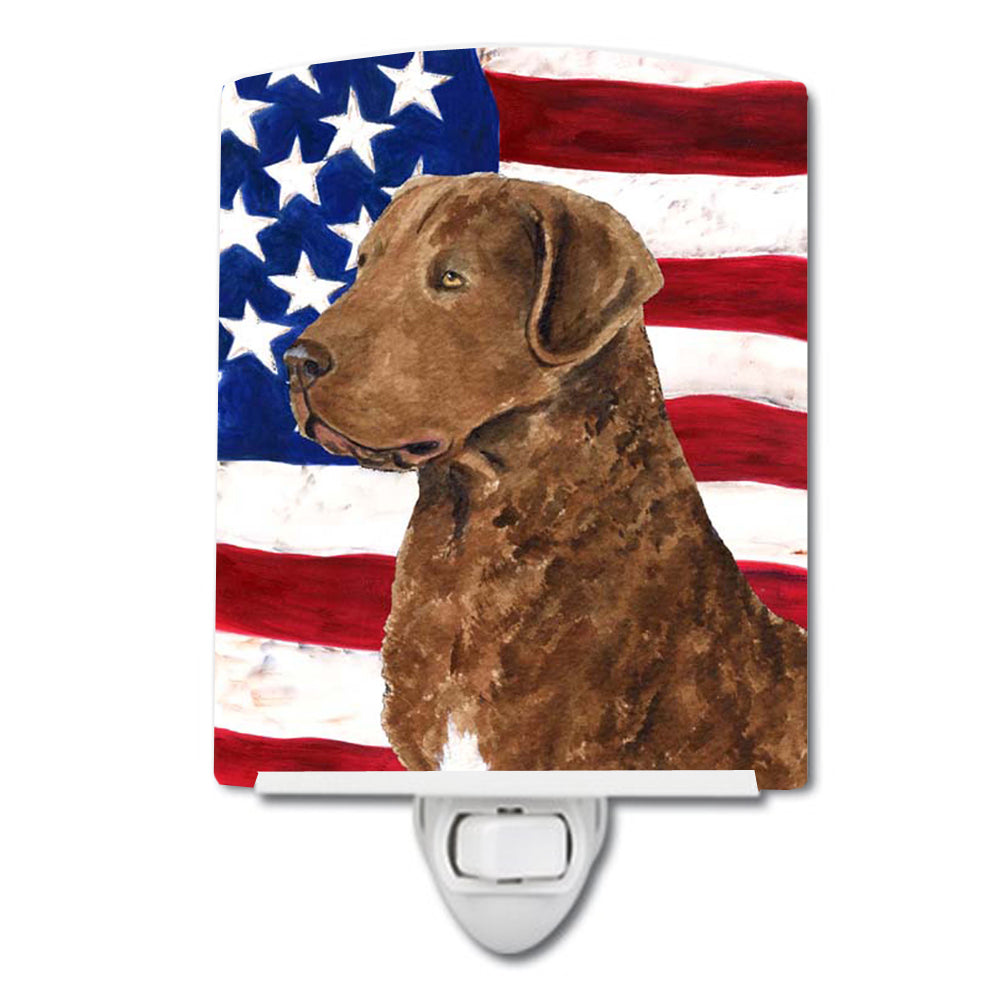 USA American Flag with Curly Coated Retriever Ceramic Night Light SS4016CNL - the-store.com