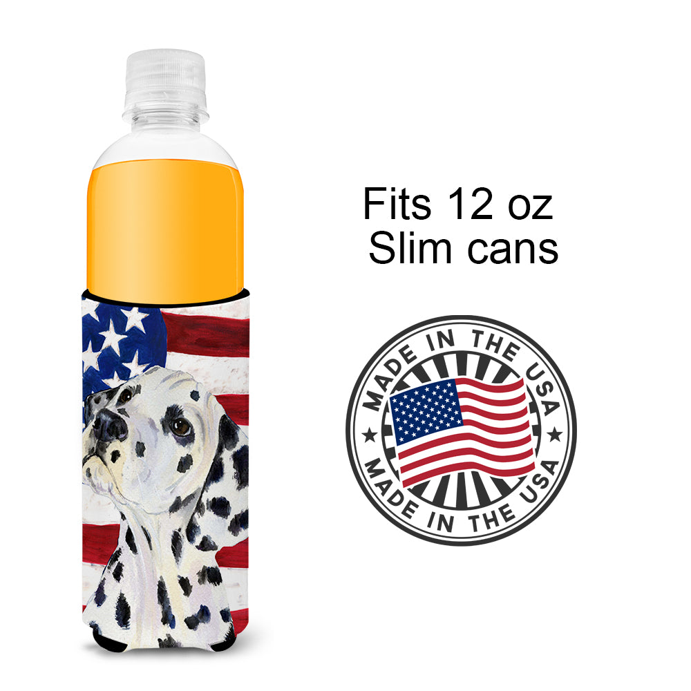 USA American Flag with Dalmatian Ultra Beverage Insulators for slim cans SS4018MUK.