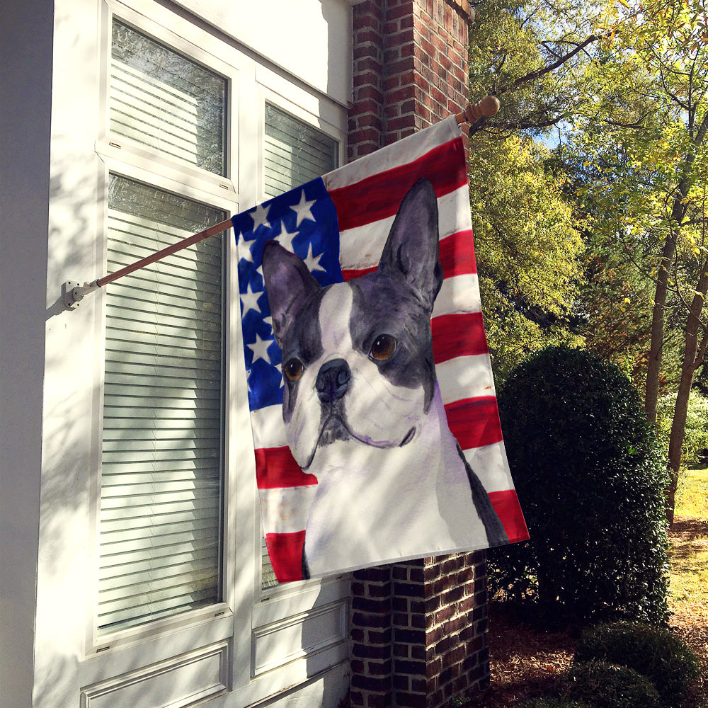 USA American Flag with Boston Terrier Flag Canvas House Size  the-store.com.