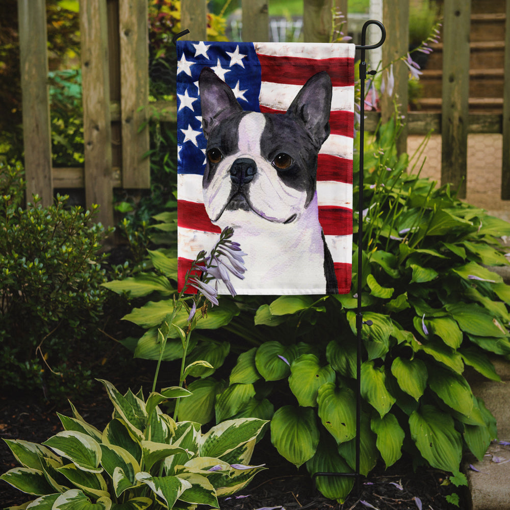 USA American Flag with Boston Terrier Flag Garden Size.