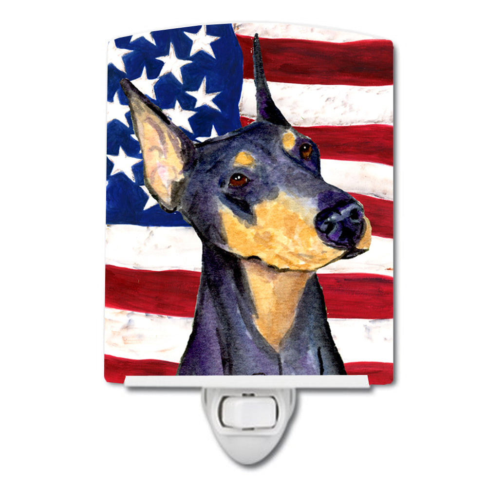 USA American Flag with Doberman Ceramic Night Light SS4022CNL - the-store.com