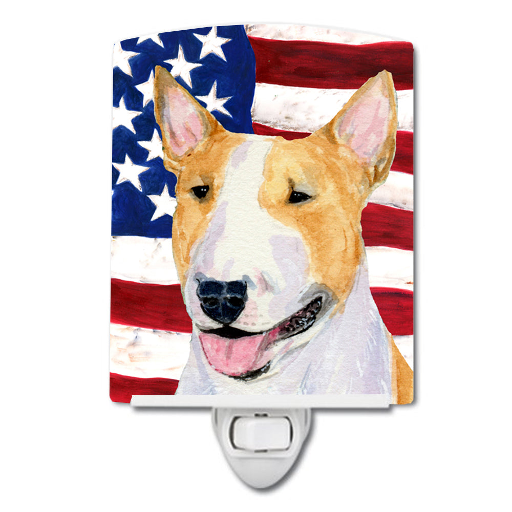 USA American Flag with Bull Terrier Ceramic Night Light SS4023CNL - the-store.com