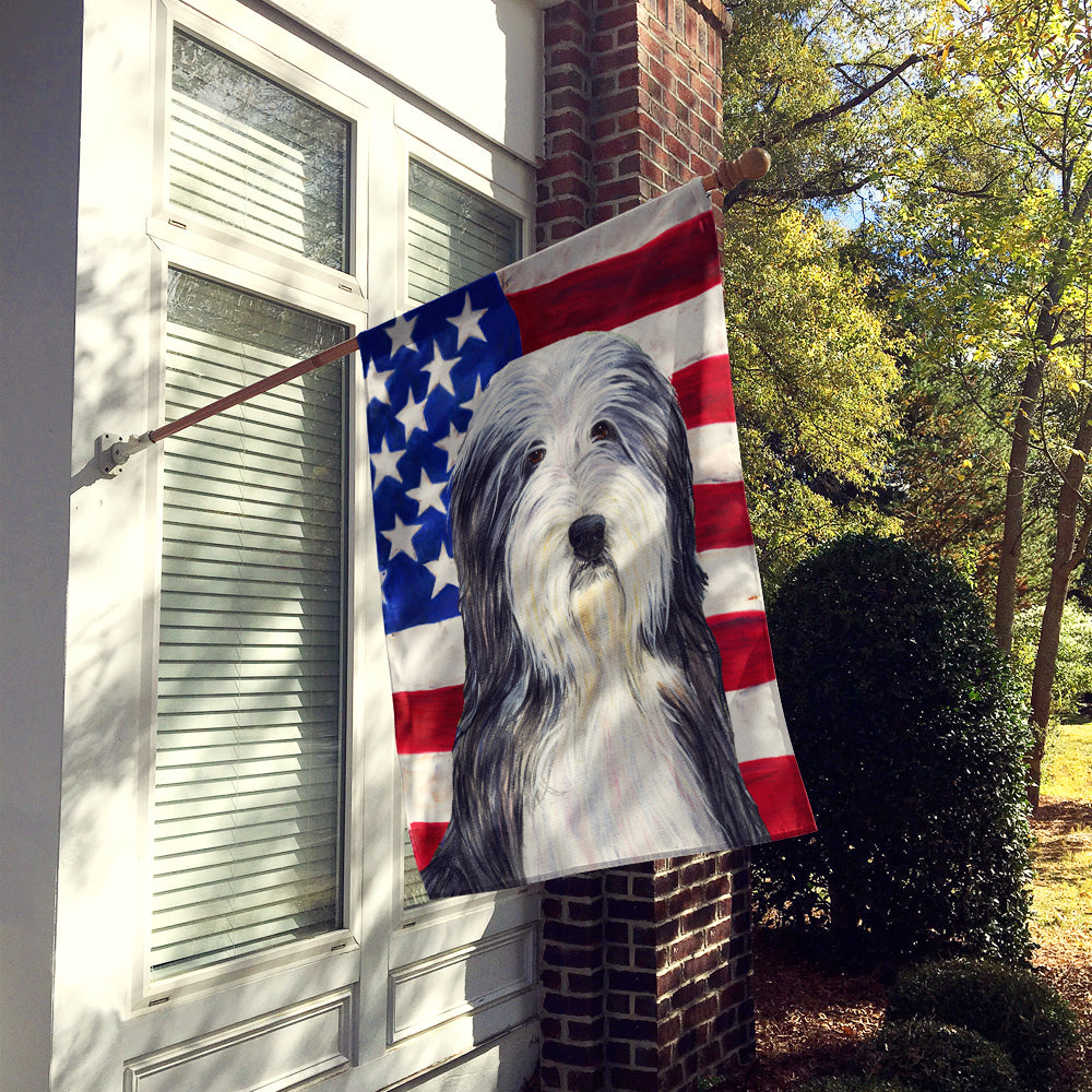 USA American Flag with Bearded Collie Flag Canvas House Size  the-store.com.