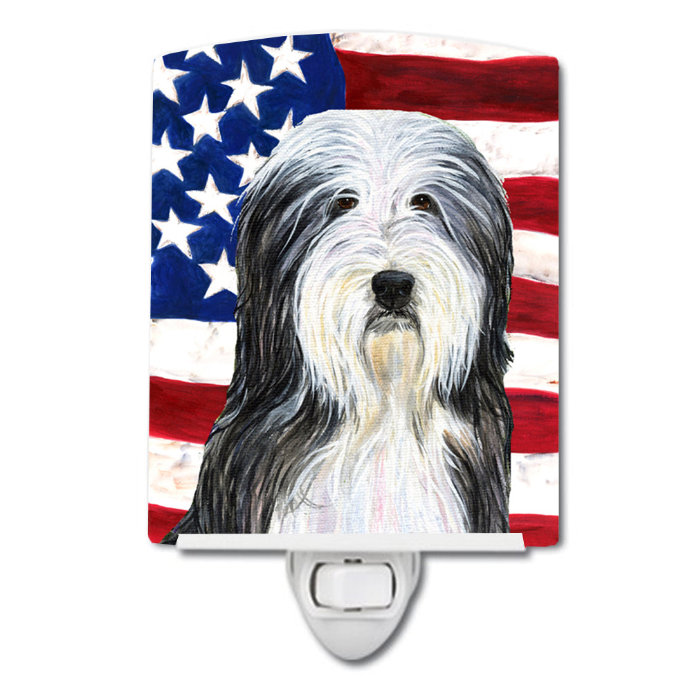 USA American Flag with Bearded Collie Ceramic Night Light SS4024CNL - the-store.com