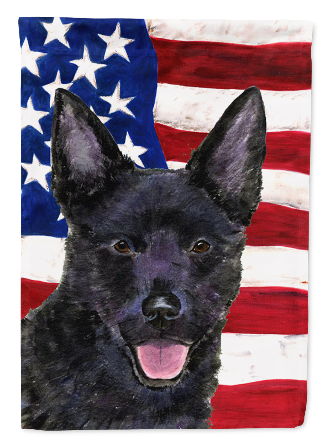 USA American Flag with Australian Kelpie Flag Canvas House Size  the-store.com.