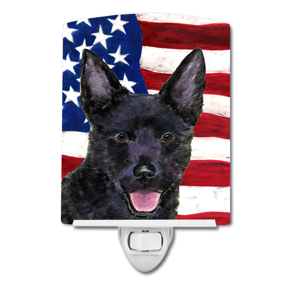 USA American Flag with Australian Kelpie Ceramic Night Light SS4025CNL - the-store.com