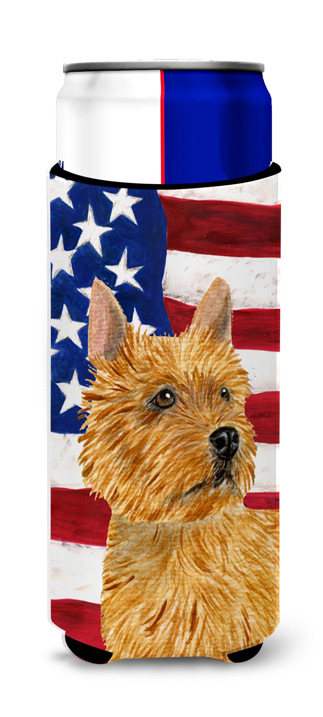 USA American Flag with Norwich Terrier Ultra Beverage Insulators for slim cans SS4026MUK.