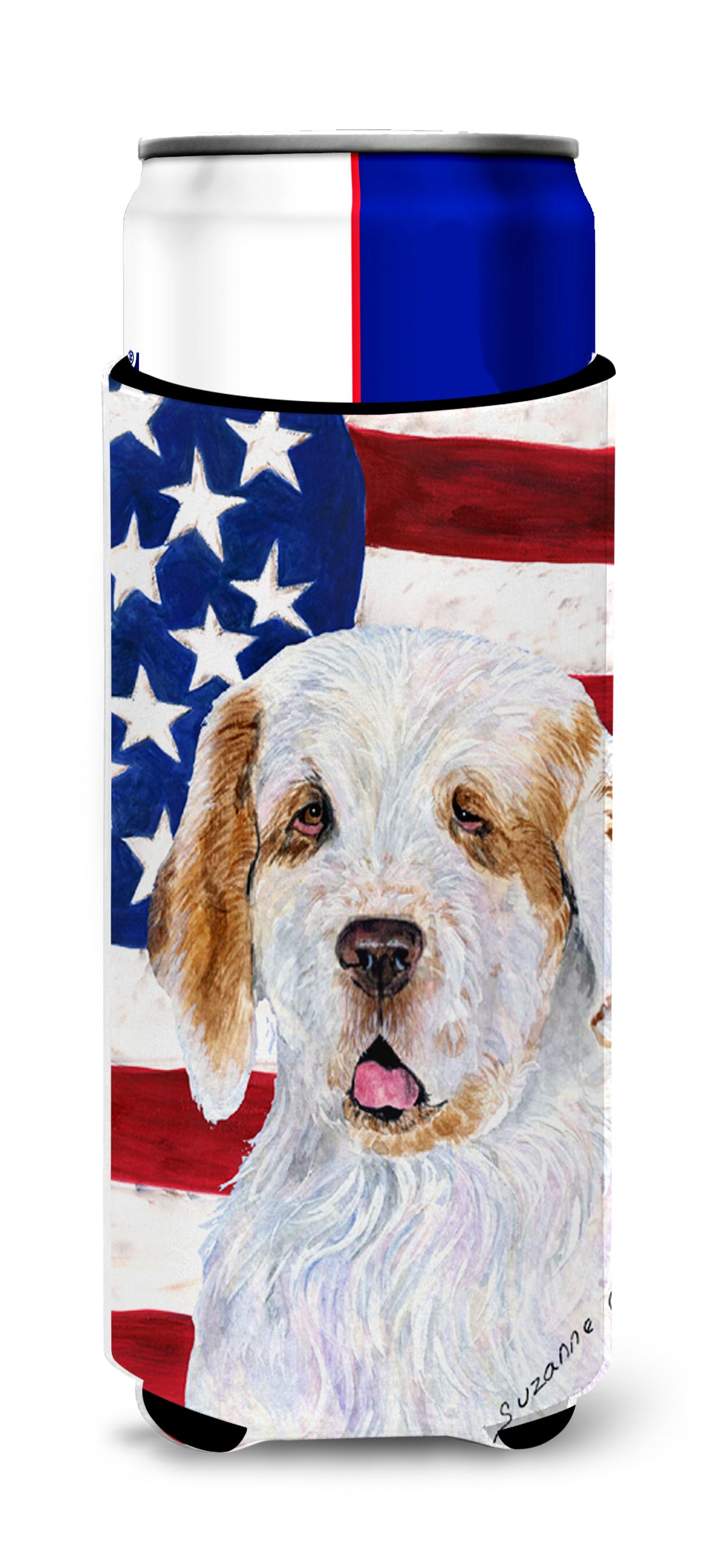 USA American Flag with Clumber Spaniel Ultra Beverage Insulators for slim cans SS4027MUK.